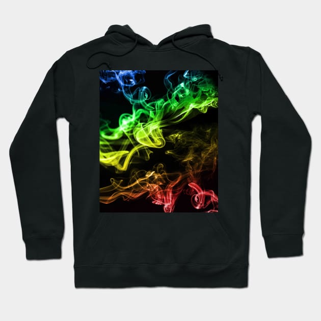 Rainbow Smoke On Black Hoodie by Random Galaxy